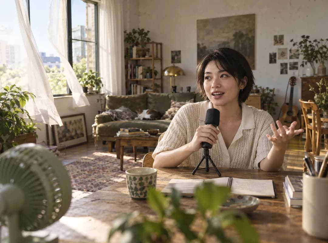 A room recording scene with everyday background noise